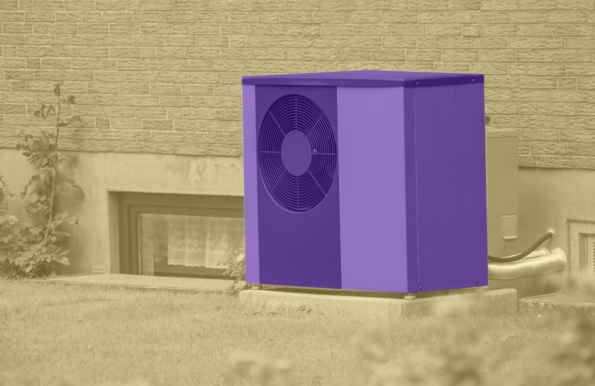 Heat pump outdoor highlighted in purple